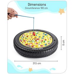 Babyhug Tyre Musical Fish Catching Game With Rotating Board 45 Fishes- Multicolour