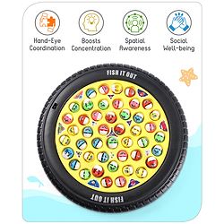 Babyhug Tyre Musical Fish Catching Game With Rotating Board 45 Fishes- Multicolour