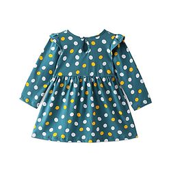 Babyhug 100% Cotton Knit Full Sleeves Frock with Polka Dot Print - Multicolor