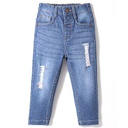 Babyhug Denim Washed Full Length Jeans with Stretch -Blue