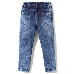 Babyhug DENIM Washed Full Length Jeans With Stretch & Suspender - Blue
