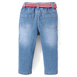 Babyhug Denim Full Length with Stretch Washed Distressed Jeans Solid Colour-  Blue