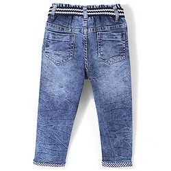 Babyhug Full Length Solid Color Jeans with Stretch - Blue