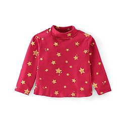 Babyhug 100% Cotton Knit Full Sleeves Skivi T-Shirt Polka Dot Print - Maroon