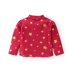 Babyhug 100% Cotton Knit Full Sleeves Skivi T-Shirt Polka Dot Print - Maroon