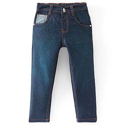 Babyhug Full Length Solid Color Stretchable Denim Jeans Tint Green (Mock Fly Without Zipper)
