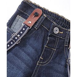 Babyhug Full Length Solid Color Stretchable Denim Jeans - Blue