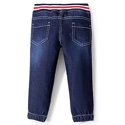 Babyhug Cotton Solid Joggers With Stretch - Blue