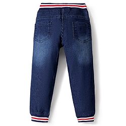 Babyhug Cotton Denim Solid Joggers With Stretch - Blue