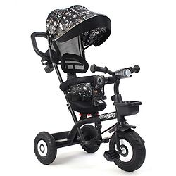 Babyhug Tricycle with Air Wheel Canopy & Parental Handle - Black