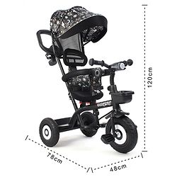 Babyhug Tricycle with Air Wheel Canopy & Parental Handle - Black