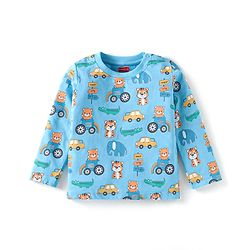 Babyhug Cotton Knit Full Sleeves Teddy Printed Night Suit - Blue