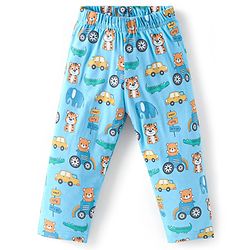 Babyhug Cotton Knit Full Sleeves Teddy Printed Night Suit - Blue