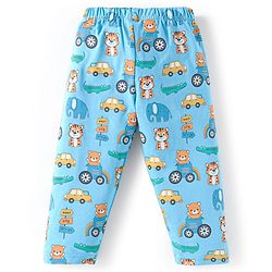 Babyhug Cotton Knit Full Sleeves Teddy Printed Night Suit - Blue