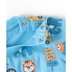 Babyhug Cotton Knit Full Sleeves Teddy Printed Night Suit - Blue