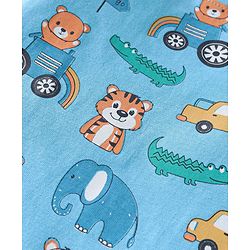 Babyhug Cotton Knit Full Sleeves Teddy Printed Night Suit - Blue