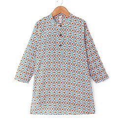 Babyhug 100% Cambric Full Sleeve Printed Kurta With Solid Dhoti Set - Blue