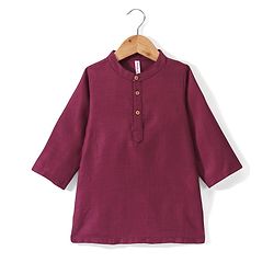 Babyhug Cotton Woven Full Sleeves Kurta & Pyjama Set with Printed Jacket - Magneta