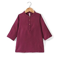 Babyhug Cotton Woven Full Sleeves Kurta & Pyjama Set with Printed Jacket - Magneta