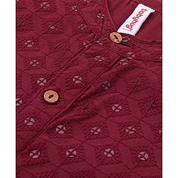 Babyhug Woven Full Sleeves Sequin Embroidered Kurta Payjama Set -Maroon