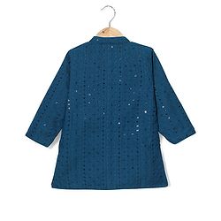 Babyhug Full Sleeves Schiflly Embroidered Kurta Pyjama Set - Teal