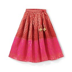 Babyhug Half Sleeves Brocade Choli with Lehanga & Dupatta Set - Fuchsia