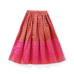 Babyhug Half Sleeves Brocade Choli with Lehanga & Dupatta Set - Fuchsia