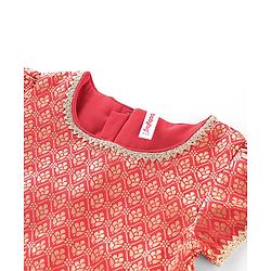 Babyhug Half Sleeves Brocade Choli with Lehanga & Dupatta Set - Fuchsia