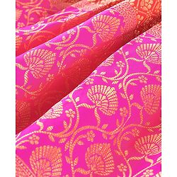 Babyhug Half Sleeves Brocade Choli with Lehanga & Dupatta Set - Fuchsia