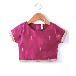 Babyhug Half Sleeves Gajji Silk  Choli with Embroidered Lehenga  and Dupatta - Hot Pink