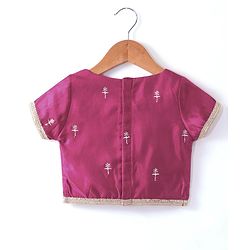 Babyhug Half Sleeves Gajji Silk  Choli with Embroidered Lehenga  and Dupatta - Hot Pink