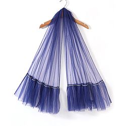 Babyhug Singlet Sleeves Mirror Embroidered  Choli with Net Lehenga & Dupatta Set - Royal Blue