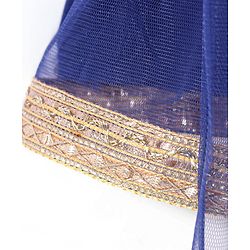 Babyhug Singlet Sleeves Mirror Embroidered  Choli with Net Lehenga & Dupatta Set - Royal Blue