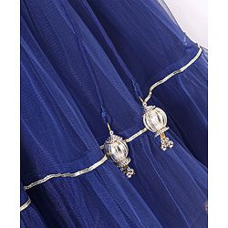 Babyhug Singlet Sleeves Mirror Embroidered  Choli with Net Lehenga & Dupatta Set - Royal Blue
