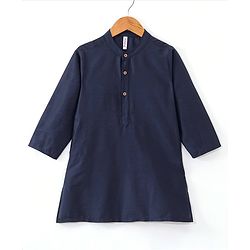 Babyhug Full Sleeves Solid Colour Kurta Payjama Set with Mirror Embroidered Jacket Navy Blue (Design May Vary)