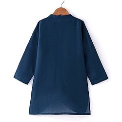 Babyhug Full Sleeves Solid Kurta Pyjama Set with Embroidered Jacket - Navy Blue