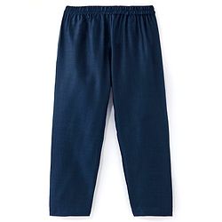 Babyhug Full Sleeves Solid Kurta Pyjama Set with Embroidered Jacket - Navy Blue