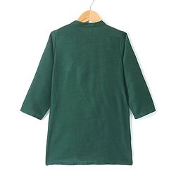 Babyhug Woven Full Sleeves Solid Colour Kurta & Pyjama Set with Embroidered  Jacket - Green