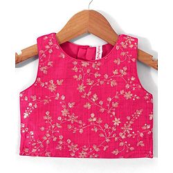 Babyhug Sleeveless Embroided Choli with Embroided Lehenga & Dupatta - Sky Blue
