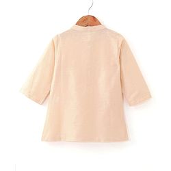 Babyhug Full Sleeves Solid Colour Kurta Payjama Set with Sequenced Embroidered Jacket -Beige