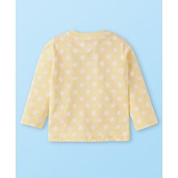 Babyhug Cotton Knit Full Sleeves Night Suit With Polka Dot Print - Yellow