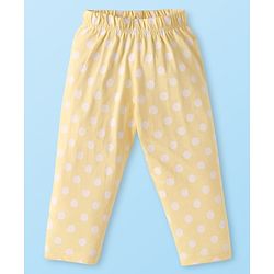 Babyhug Cotton Knit Full Sleeves Night Suit With Polka Dot Print - Yellow