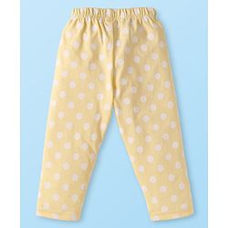 Babyhug Cotton Knit Full Sleeves Night Suit With Polka Dot Print - Yellow