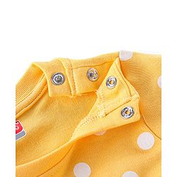 Babyhug Cotton Knit Full Sleeves Night Suit With Polka Dot Print - Yellow