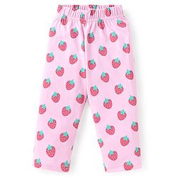 Babyhug Cotton Knit Full Sleeves Night Suit With Strawberry Print - Pink