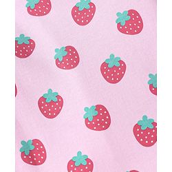 Babyhug Cotton Knit Full Sleeves Night Suit With Strawberry Print - Pink