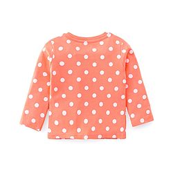 Babyhug Cotton Knit Full Sleeves Polka Dots Printed Night Suit - Orange