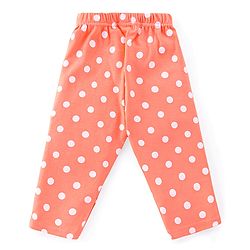 Babyhug Cotton Knit Full Sleeves Polka Dots Printed Night Suit - Orange
