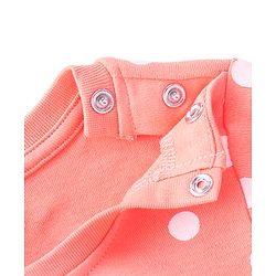 Babyhug Cotton Knit Full Sleeves Polka Dots Printed Night Suit - Orange
