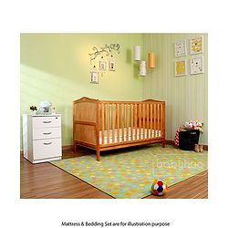 Babyhug Merlino 2 in 1 Wooden Cot Cum Junior Bed with Height Adjustable & Plug and Play Assembly - Antique